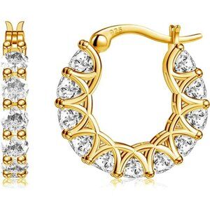 14k Gold Earrings Cubic Zirconia Hoop Diamond Huggies Earrings for Women